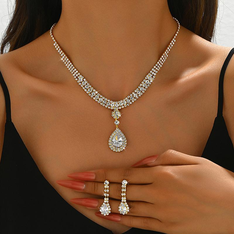 1Set  Bridal Jewelry Sets For Women Simple Earring Necklace Set Exquisite  Necklaces Earrings Set Gifts