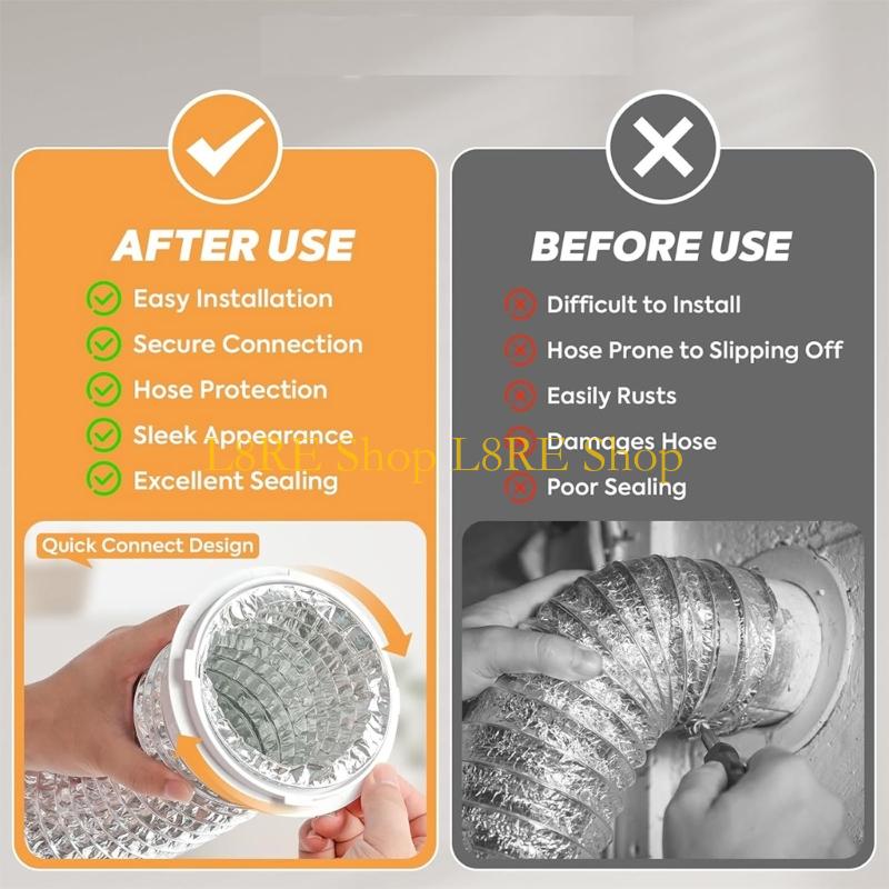 L8RE 90 Degree Dryer Exhaust Hose Aluminium Pipe Ventilation Hose Aluminium Flexible Hose for Dryer Extractor Hood Pipe Fan