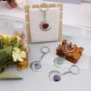 Natural Crystal Stone Love Moon Handmade Winding Pendant Keychain Bag Pendant Love Keyring K69