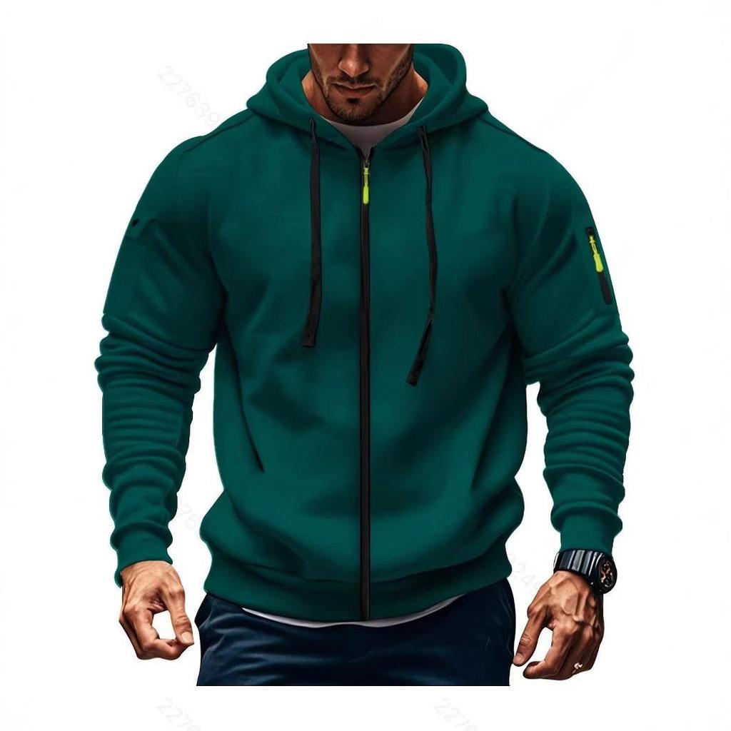 2024 Men's Multi-Pocket Embroidered Zip-Up Hoodie for Spring and Autumn