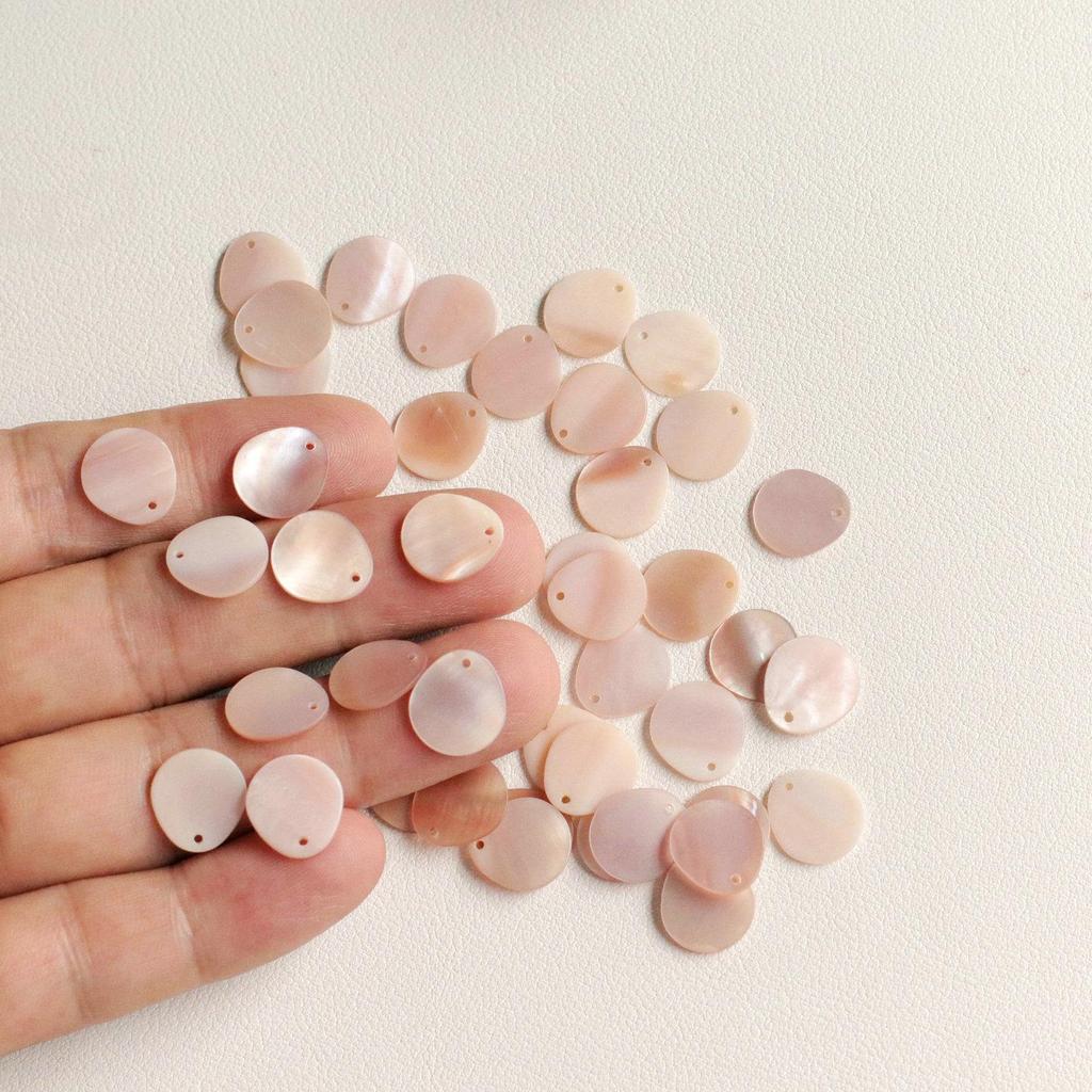 Natural Double-Hole Pink Shell Water Drop Connectors for DIY Jewelry Making