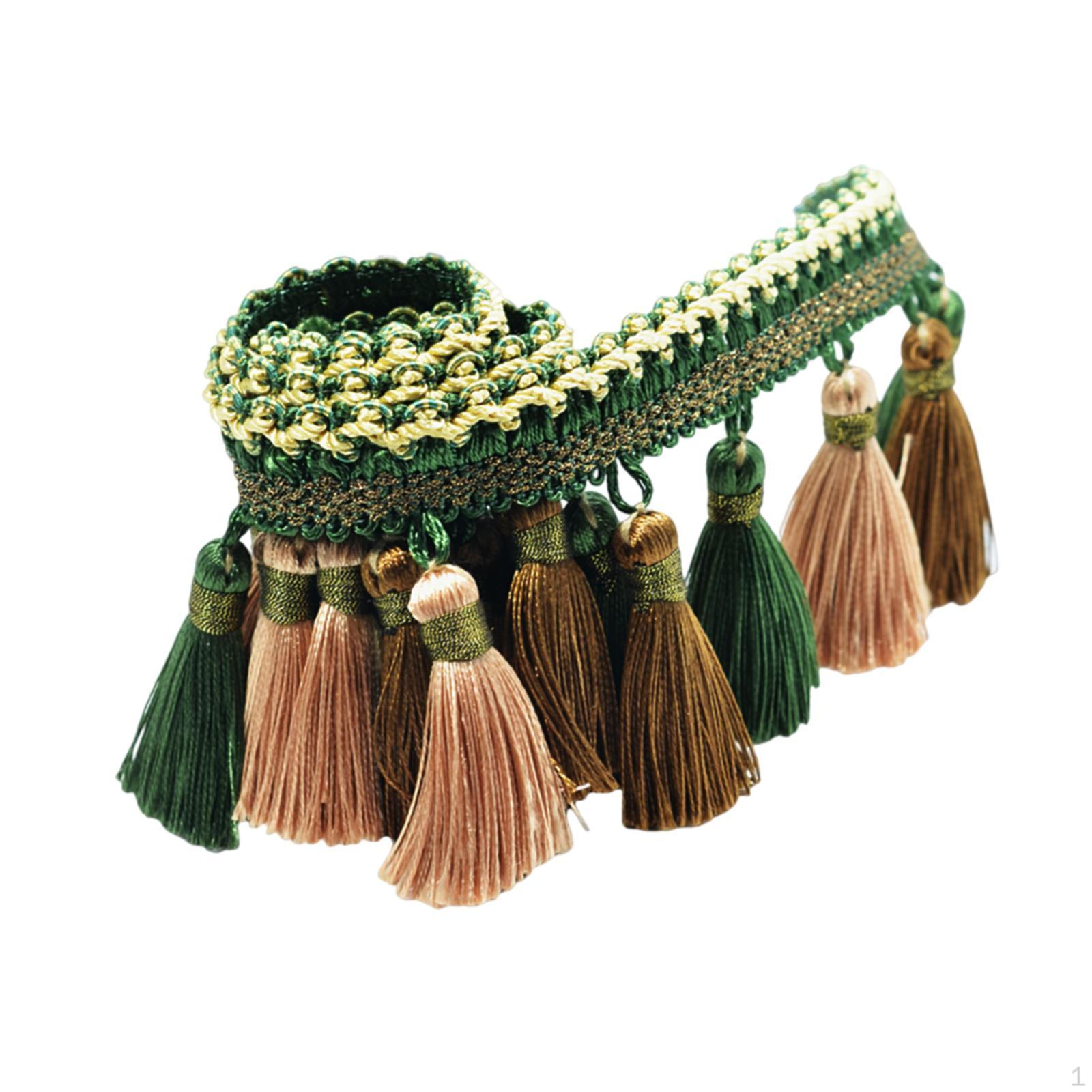 

Полиэстеровое кружево шириной 3,5 дюйма с длинной бахромой, для DIY проектов зелёный