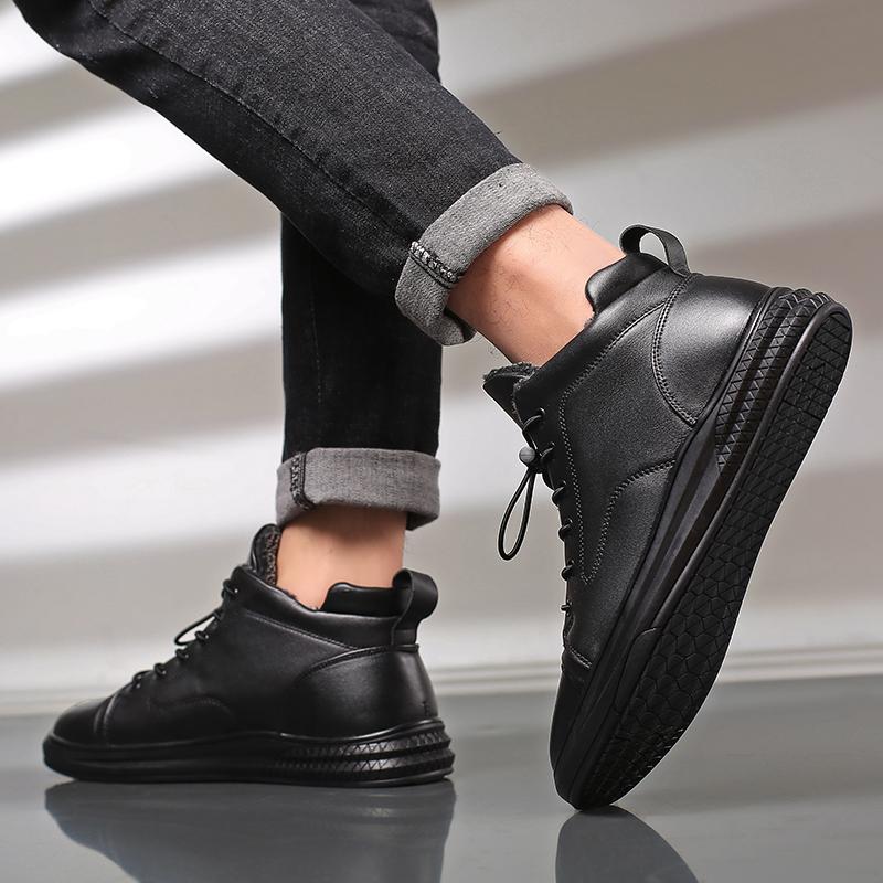 Pánské boty 100 % pravá kůže kotníkové boty šněrovací ležérní vysoká kvalita hovězí kůže boty podzim zima pánská obuv plus velikost 37 -48