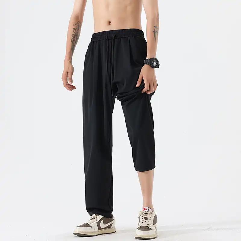 Summer Sports Pants for Men Ice Silk Long Pants with Slim Quick Drying Casual Pants for Men