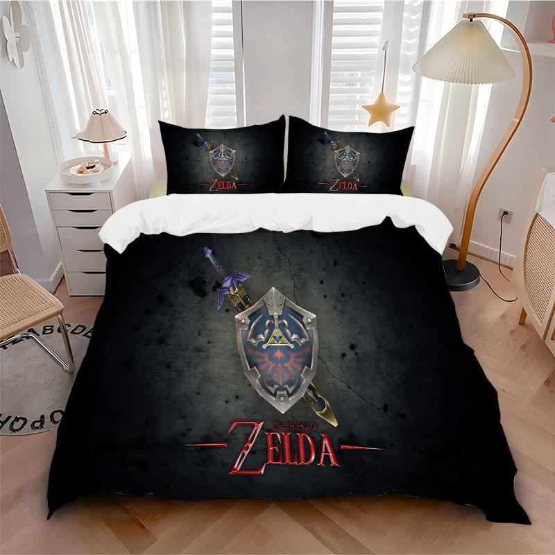 Legend Zelda Sword Shield Print 3Pcs Bedding Setduvet Cover With 2 Bedropillowcase Home Birthday Gift