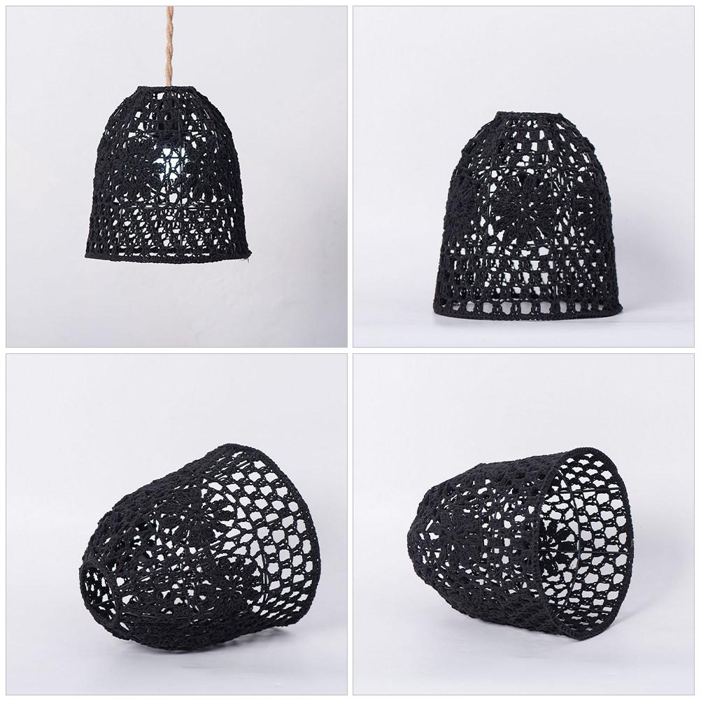Bedroom Pendant Lamp Shade Black S Hand Woven Bohemian Lampshade Indoor Light Cover Rustic Decorative Hanging Lamp Cover