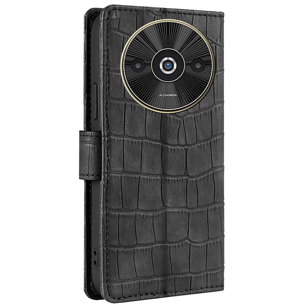 For Xiaomi Redmi A3/Poco C61 4G Phone Case Crocodile Texture Stand Shockproof Leather Cover