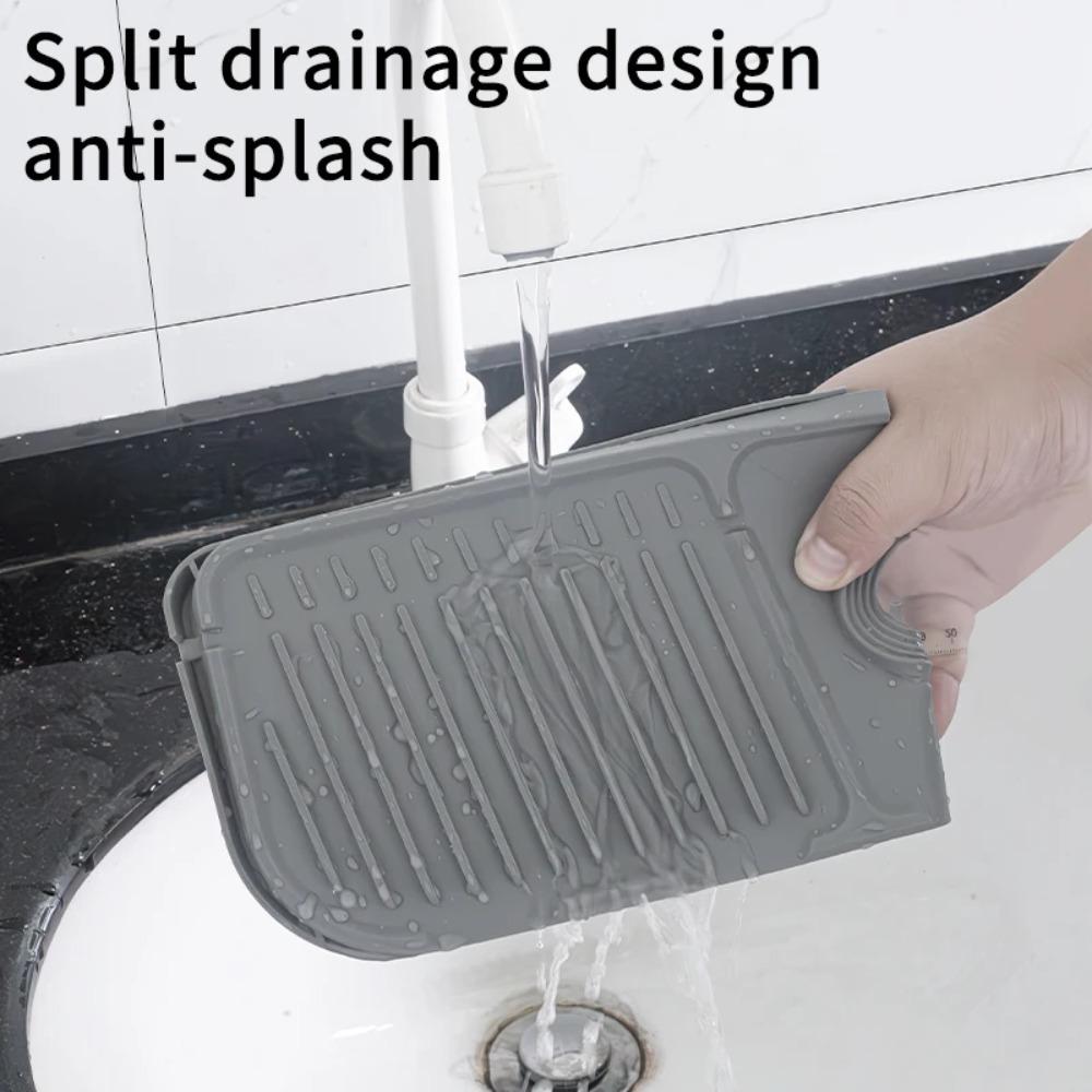 Kitchen Sink Splash Mat Fast Draining Silicone Faucet Mat Countertop Protector Drying Mat for Kitchen and Bathroom Sinks