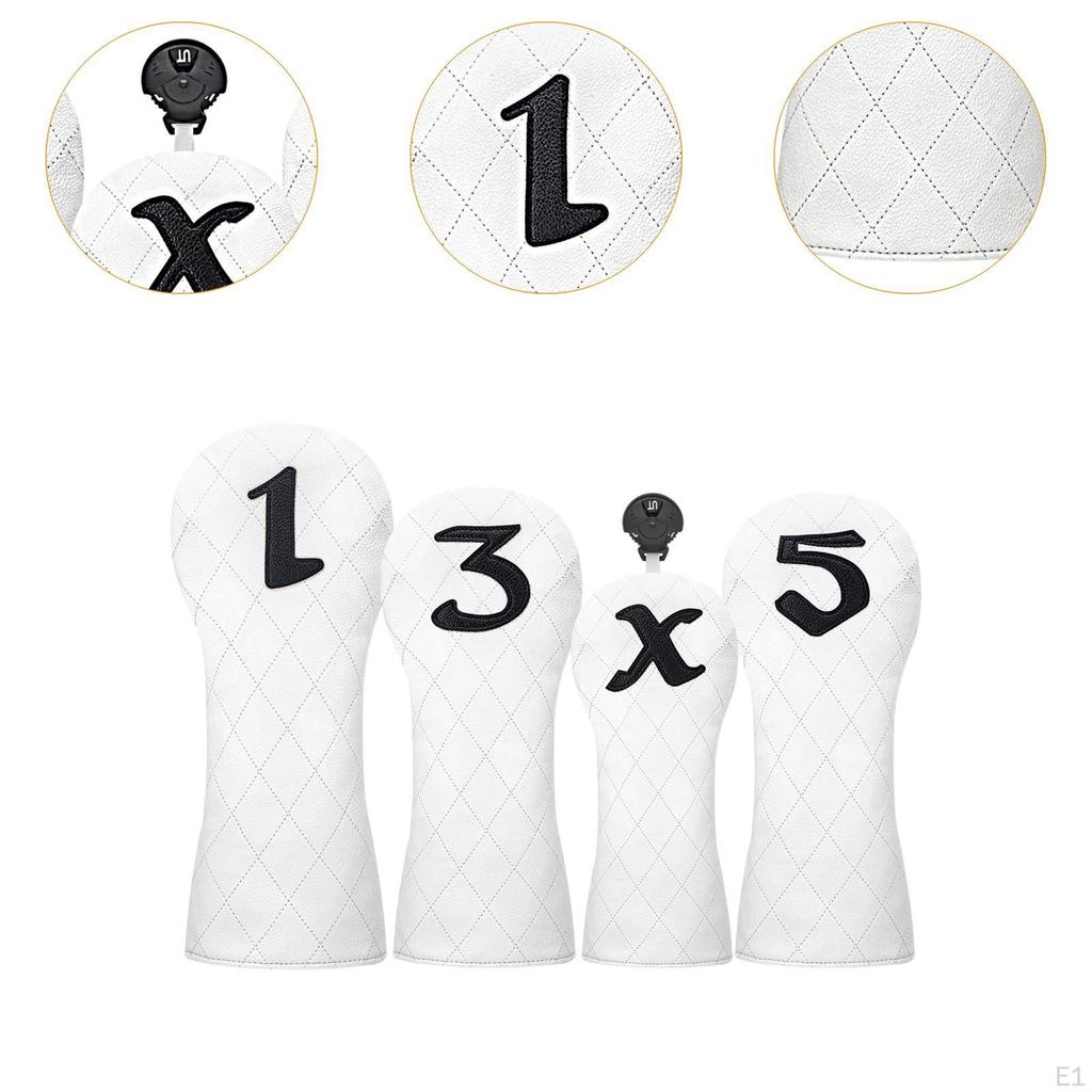 4Pcs Golf Head Cover Anti Scratch Supplies Premium Equipment for Women White