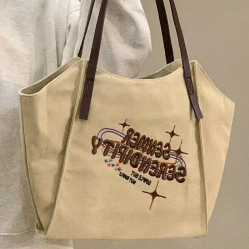 Large-capacity canvas bag for women, trendy shoulder bag for class and commuting, handbag tote bag