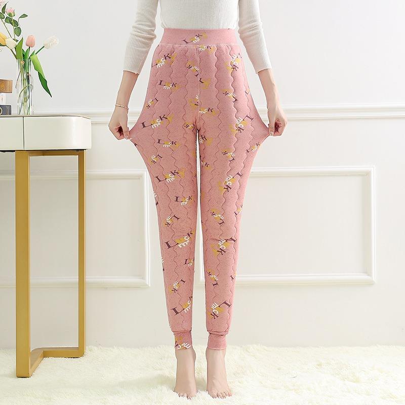 

Cotton pants women wear high-waisted middle-aged women s mother s warm and cold-proof pants in autumn and winter, middle-aged women s slim leggings 4XL (recommended 140-80kg) рожевий