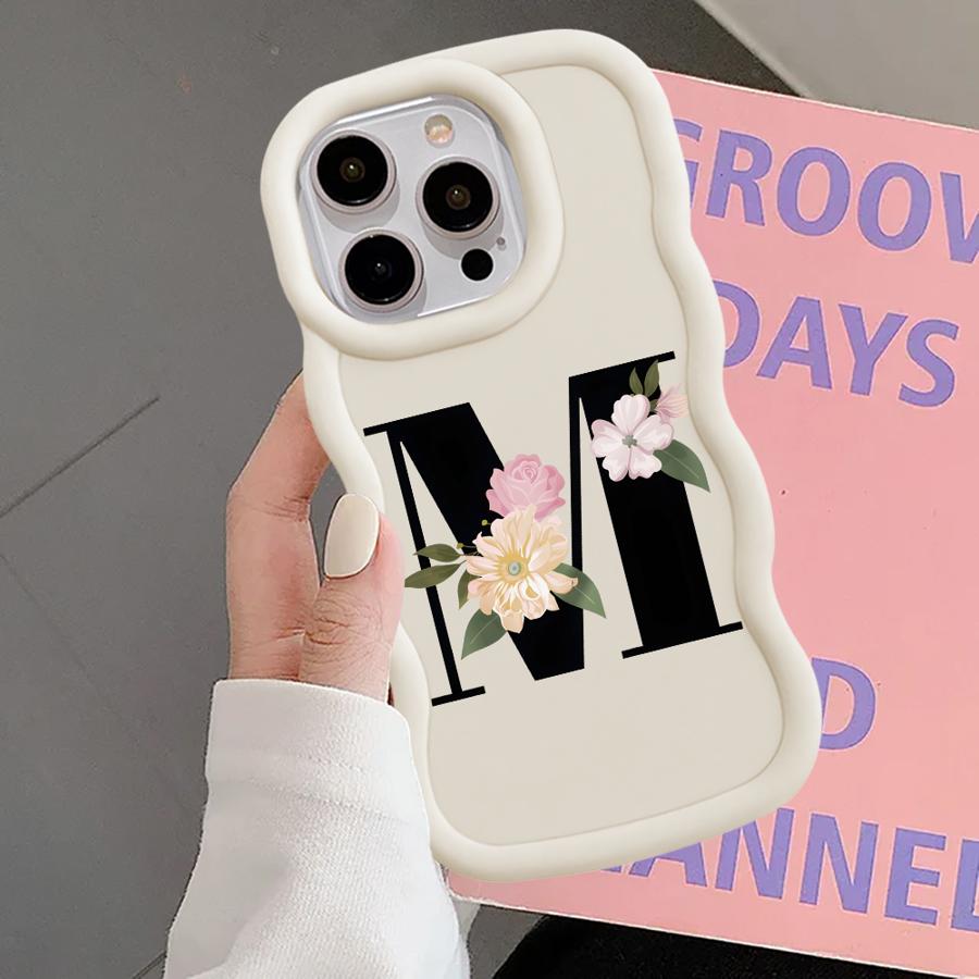 

Мягкий чехол для телефона для iPhone 15 Plus 13 11 17 Air 16 Pro Max XR 12 14 8 Цветочные буквы iPhone 16 Pro Max