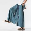 Herr vida byxor Herr bomullsjoggers Retro lösa byxor Man kinesisk stil linnebyxor Man stor gren Nepal-klänningsbyxor