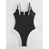 Women's European & American Deep V High-End Solid Color Backless Swimsuit