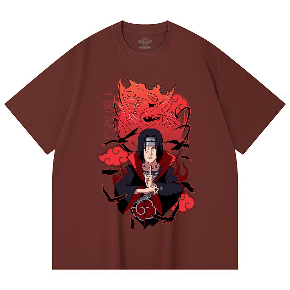 230 g/m² 100% bavlna Naruto V12 potisk Itachi Unisex těžké bavlněné tričko