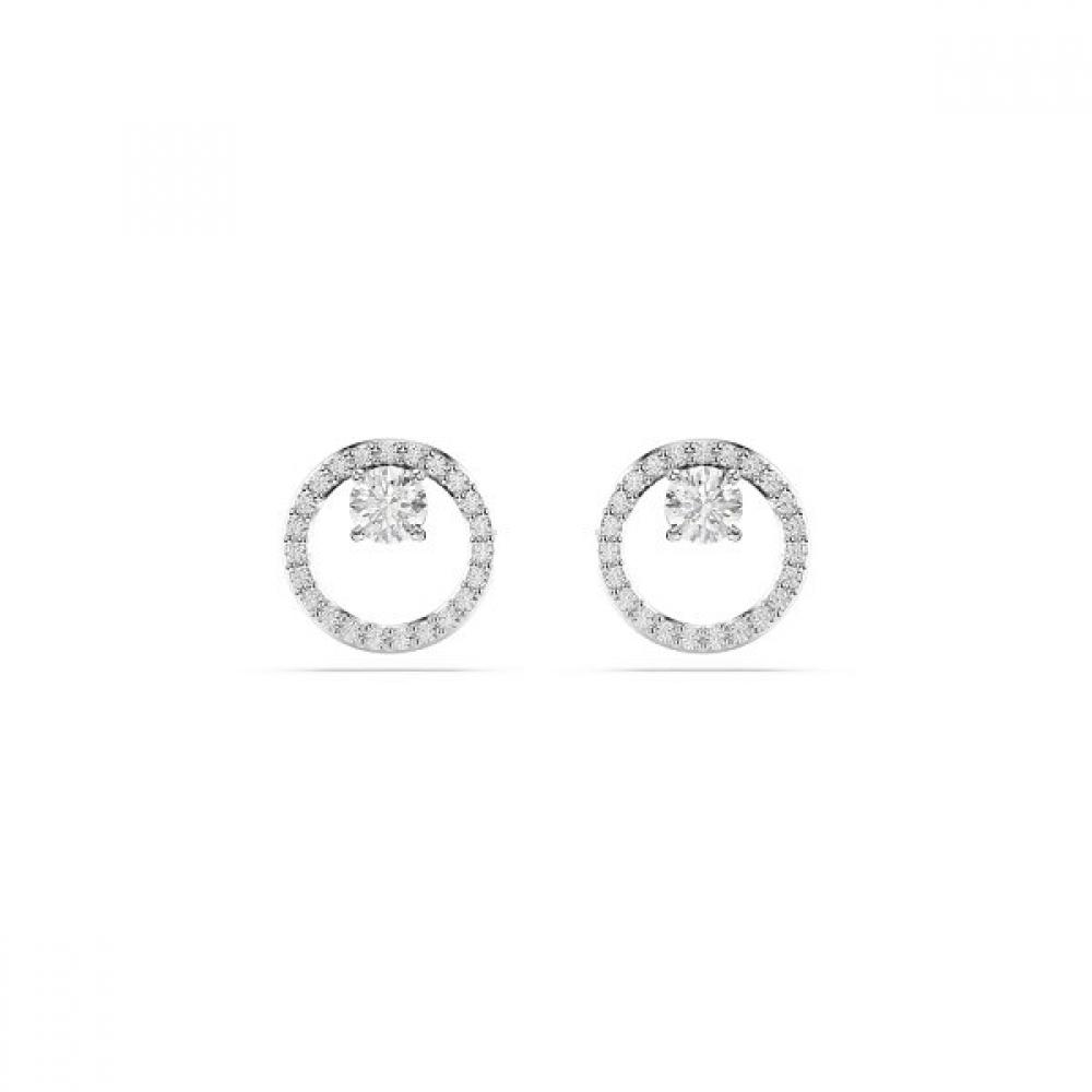 Swarovski [original Product Shopping Bag Included] Rhodium Stud Earrings 5692262