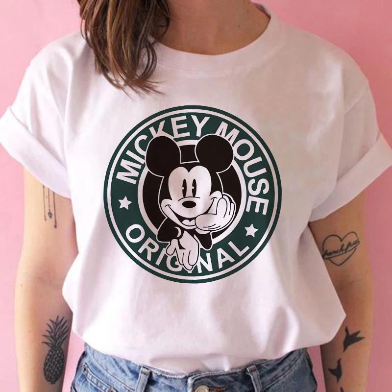 Disney Funny Mickey Tshirt Minnie Mouse Cartoon T-shirt Printing Women Tshirt Female Clothes Kawaii Summer Girls Clothing