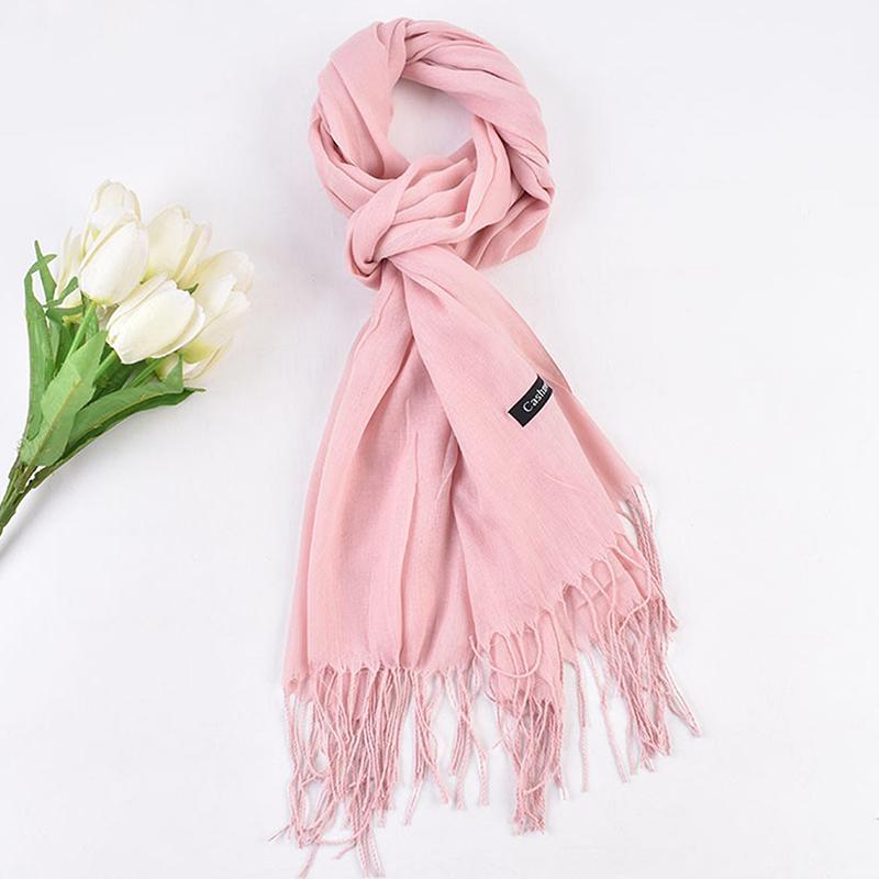 Women 70x200cm Faux Cashmere Solid Fringe Scarf Minimalist Elegant A/C Shawl Soft Breathable Autumn And Winter Warm Scarf