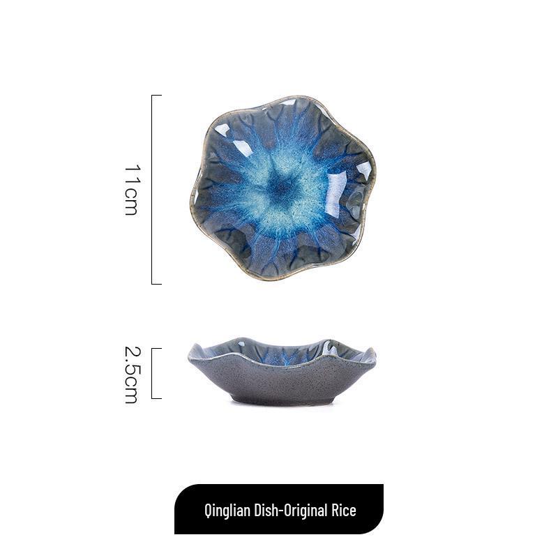 

Японська керамічна тарілка у формі листка лотоса - Ідеально підходить для закусок, приправ, холодних страв, суші та соусів.