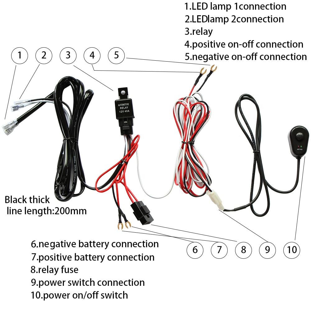 HUIQIAODS Reläsele med Allmänströmbrytare Dimljusrelä 40A LED-montering