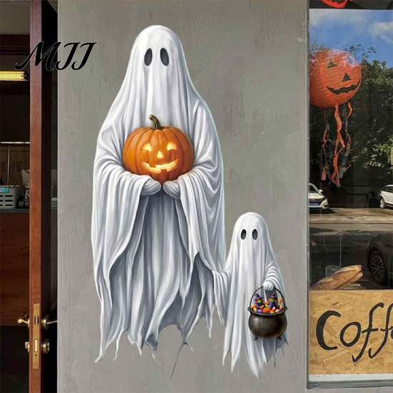 Easy Peel Stickers for Interior Decoration Halloween Ghost Window Stickers, Removable PVC Wall Decals, And Holiday Party Supplies Home Stick