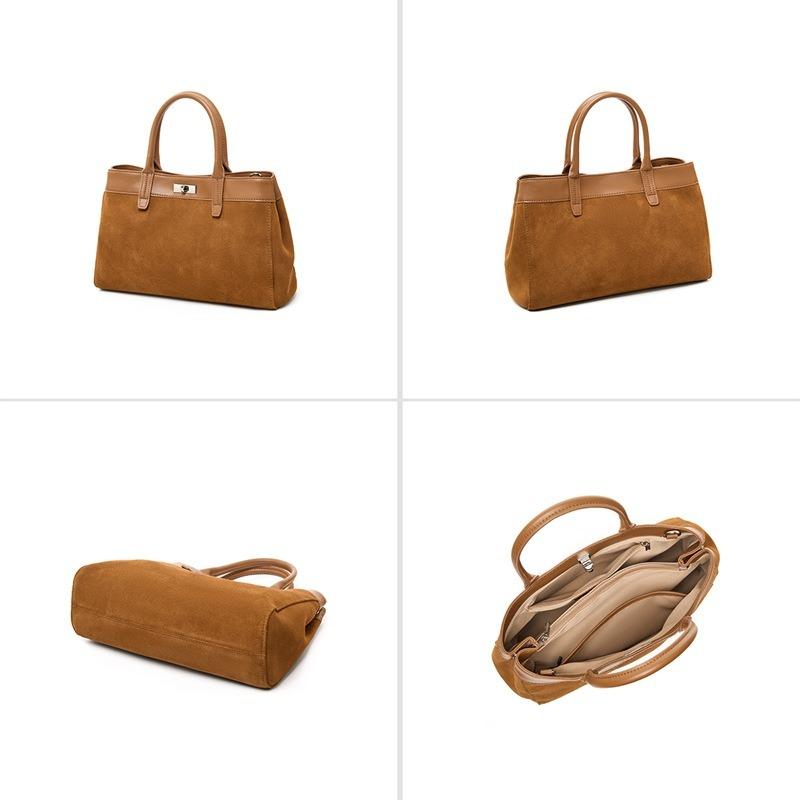 Suede casual cowhide messenger bag women's shoulder niche leather large capacity women's high-end women's handbag