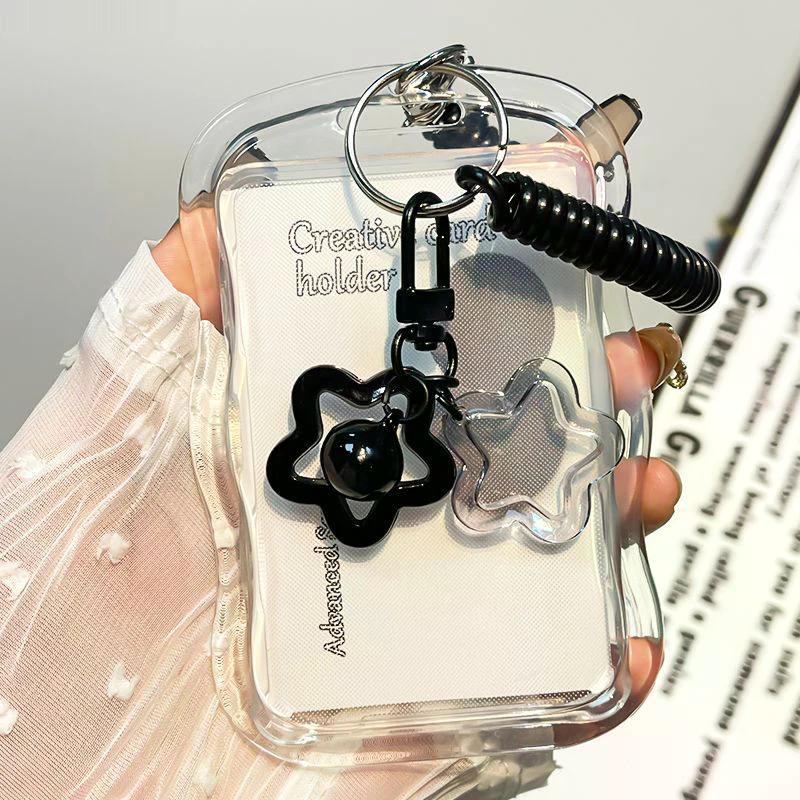 Kpop Photocard Holder Transparent Card Holder Keychain Photo Sleeves Bus Card Student Card Case Photo Protector