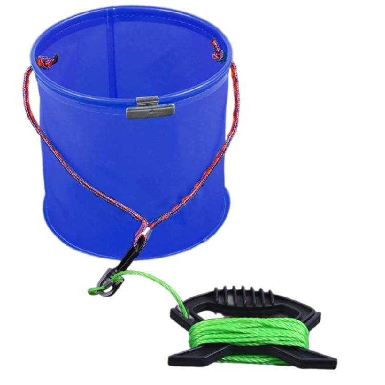 

Fish Fishing Barrels Container Foldable Tackle Box Fishing Basin Fishing Gear EVA Fishing Bucket Fishing Bag with Rope синій
