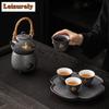 Retro Grobkeramik Silberpunkt Teegeschirr Komplettes Set Japanisches Teezeremonie Set Teekanne und Teetasse Set Teegeschirr Zubehör Geschenk