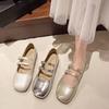 French Silver Mary Jane Single Shoes Women's 2025 Summer and Autumn New Models with Skirts Are Beautiful and Not Tired, Flat Ballet Single Shoes