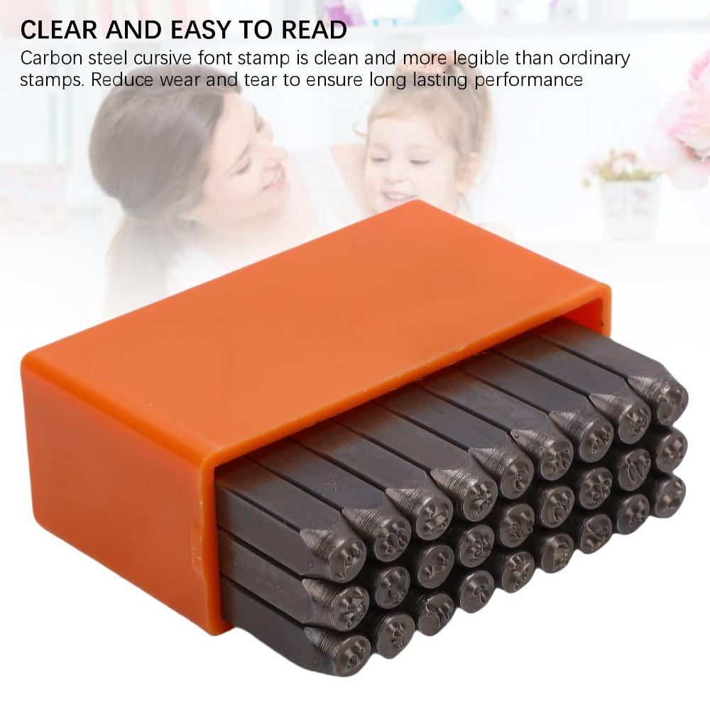 

27pcs Carbon Steel Cursive Font Stamp Durable Forged Carbon Steel Punch Set Wood Stamping