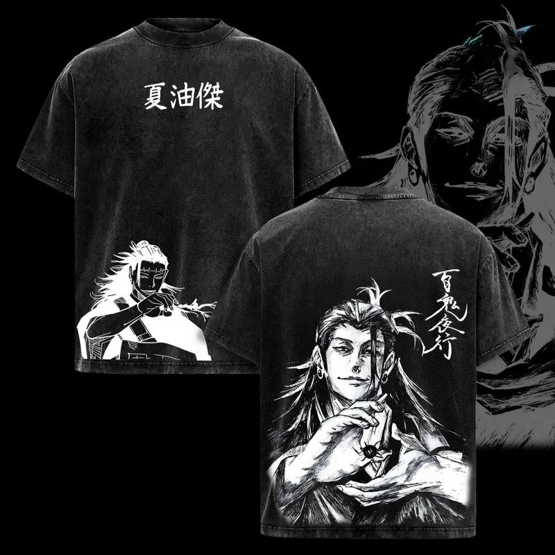 

Футболка с принтом Jujutsu Kaisen Гэто Сугуру Мужская Женская Стиранный Хлопок Футболки Манга Винтажная Футболка Харадзюку Мужская С Коротким Рукавом Футболка S чёрный