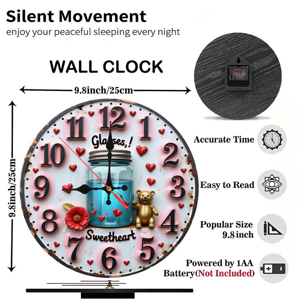 Design Starting Point 25x25cm Wood Wall Clock Inspires Room Theme