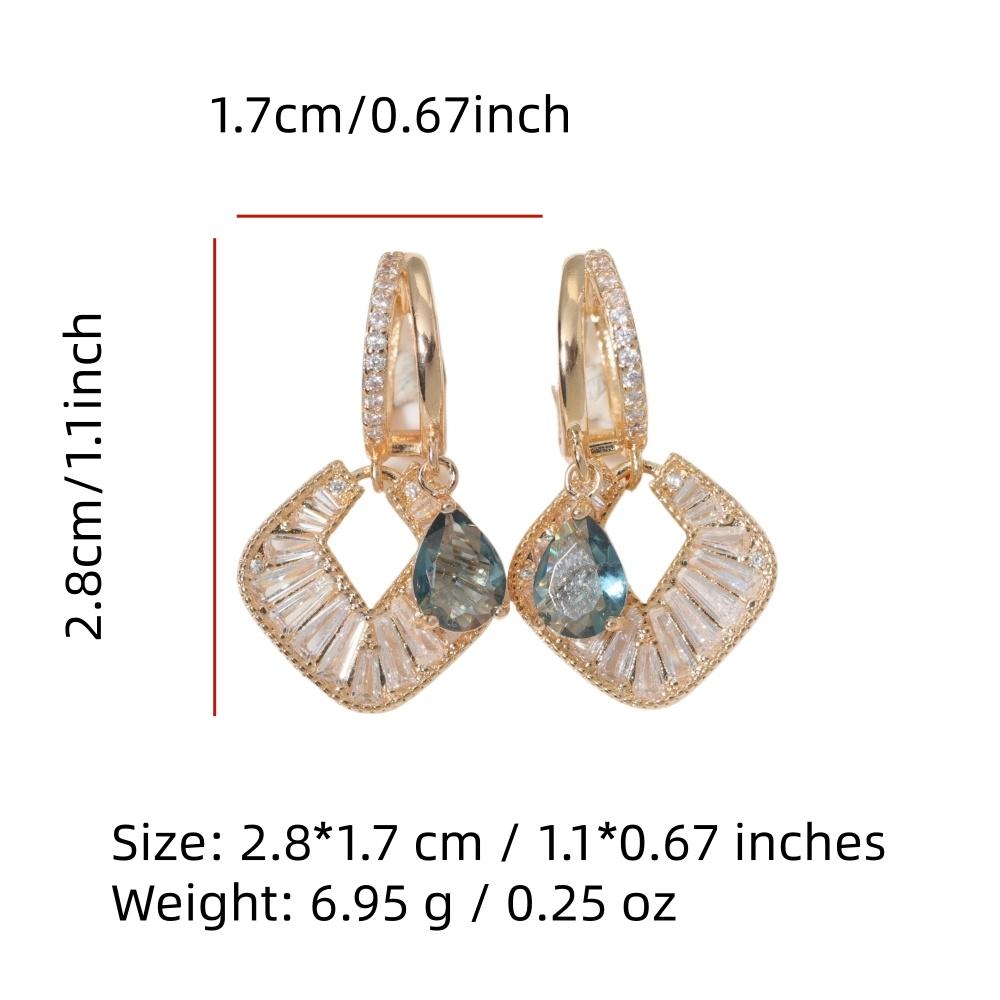 1 Pair Fashion Square Zirconia Dangle Earrings for Women Jewelry Wedding Party Accessories
