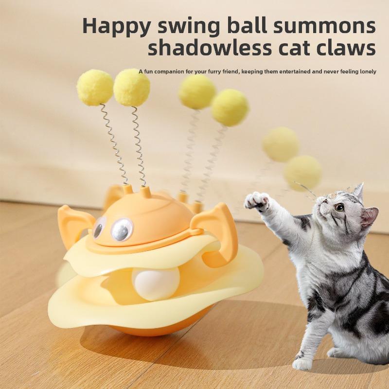 Little Bee Unbreakable Doll Rotating Play Plate, Little Cat Self-entertainment and Boredom, Cat Spinning Plate, Biting and Scratch-resistant Cat Toy