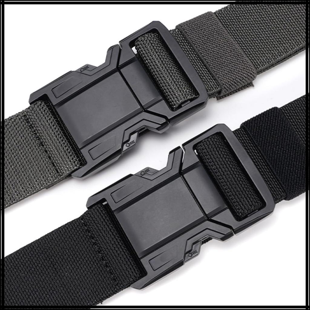 [White Fang] Nylon Buckle Belt, Casual, Lightweight, Outdoor, Tactical, Work Pants, Men's BTA397 (Black)