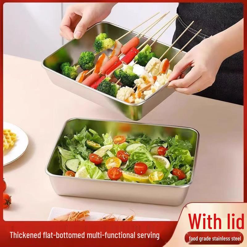 Rectangular Large Capacity Stainless Steel Food Storage Container with Lid for Refrigerator and Meal Prep