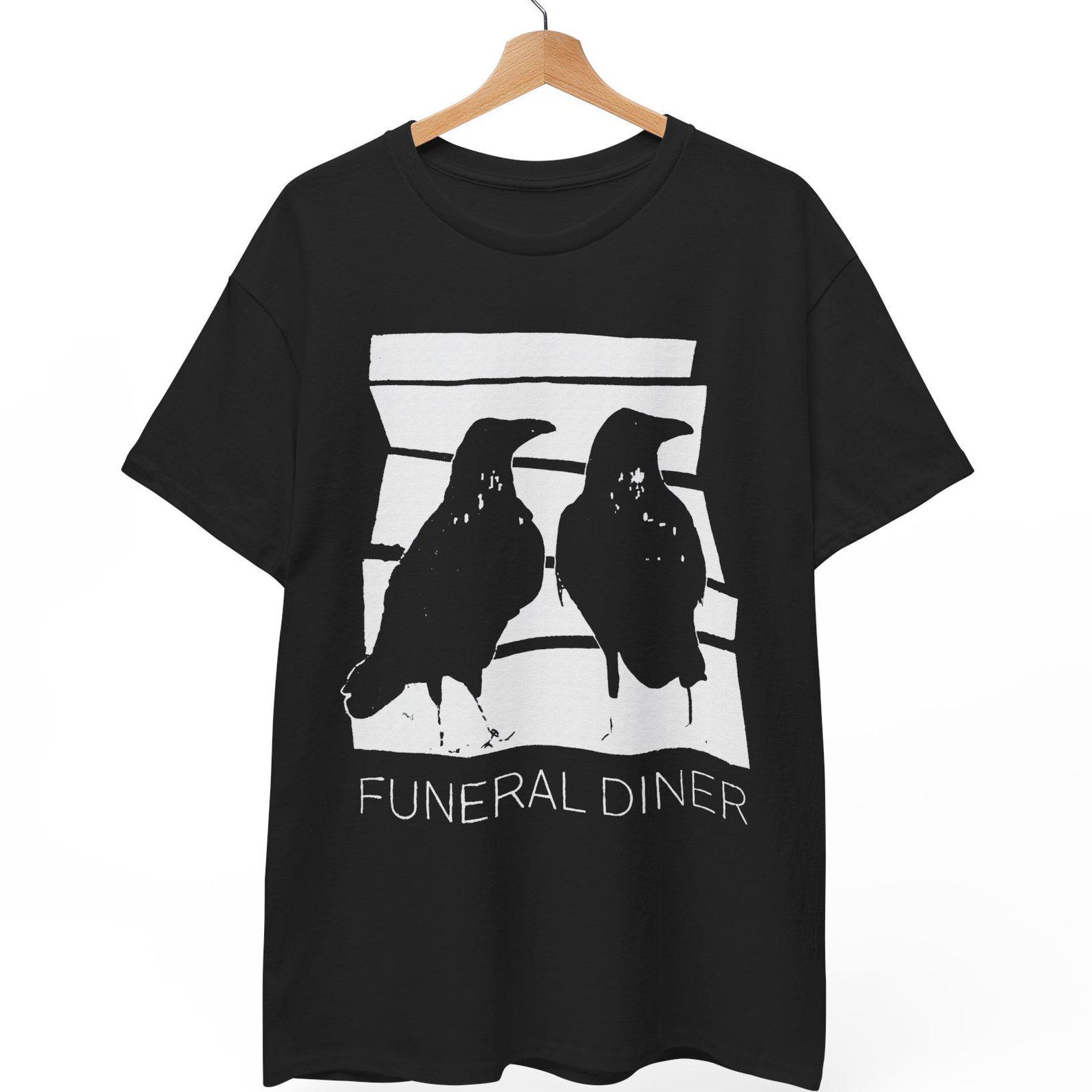 Funeral Diner Band T-Shirt, Vintage Black and White Crows Graphic L