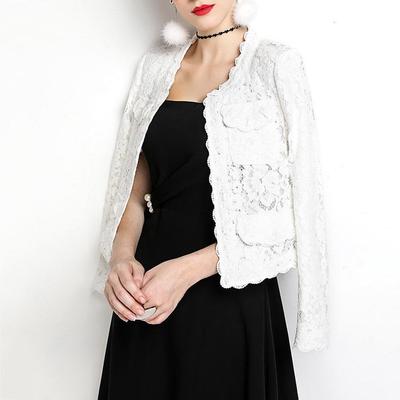 Spitze lange schlanke Strickjacke Frauen vorne offen Blumenanzug Mantel