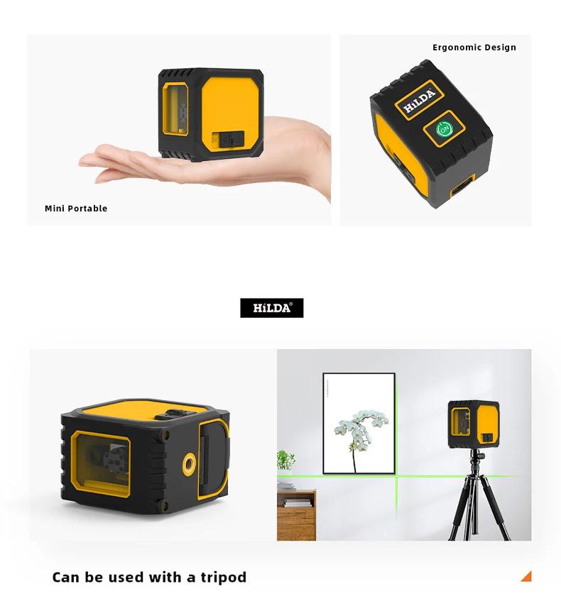 Compact High-Precision 2-Line Green Laser Level with Ultra-Bright Infrared Projection