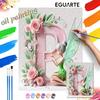Tinker Bell Digital Oil Painting Art Kit Letter P Pink Roses Flower Handmade DIY Home Decoration Gift