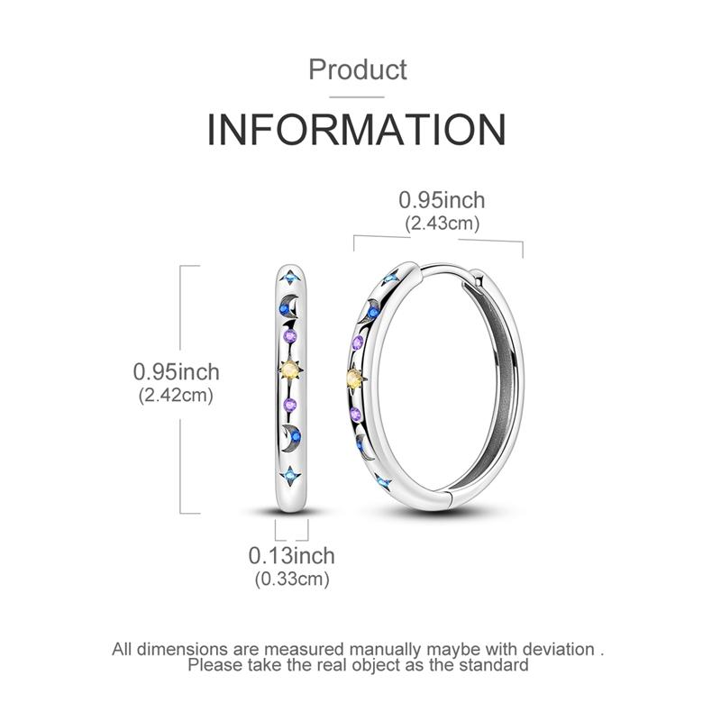 925 Sterling Silver Earrings Women Colored Zirconium Gemstone Star Hoop Earring For Anniversary Wedding Jewelry Gifts