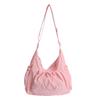 Składana torebka damska z regulowanym paskiem crossbody/na ramię i plisowanym designem z wieloma kieszeniami - Szkolna torba na książki w kratkę i paski