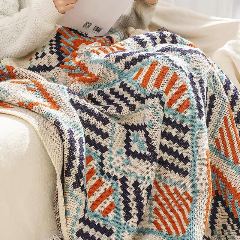 Nordic Style Office Air Conditioning Blanket Knitted Blanket Cover Leg Blanket Full Body Shawl Dormitory Nap Blanket