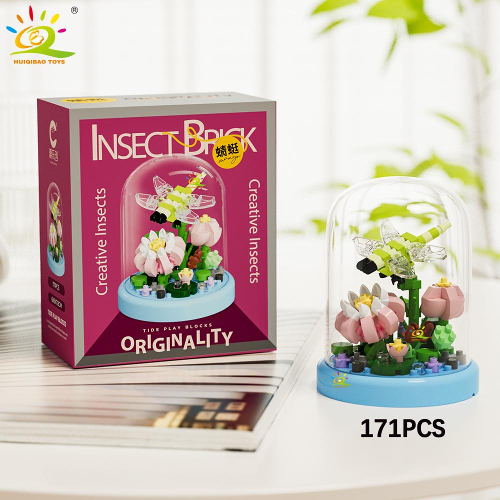 MOC Insect and Flower Display Box Micro Building Block Butterfly Mini Diamond Model Brick Toy for Children Desk Decor.