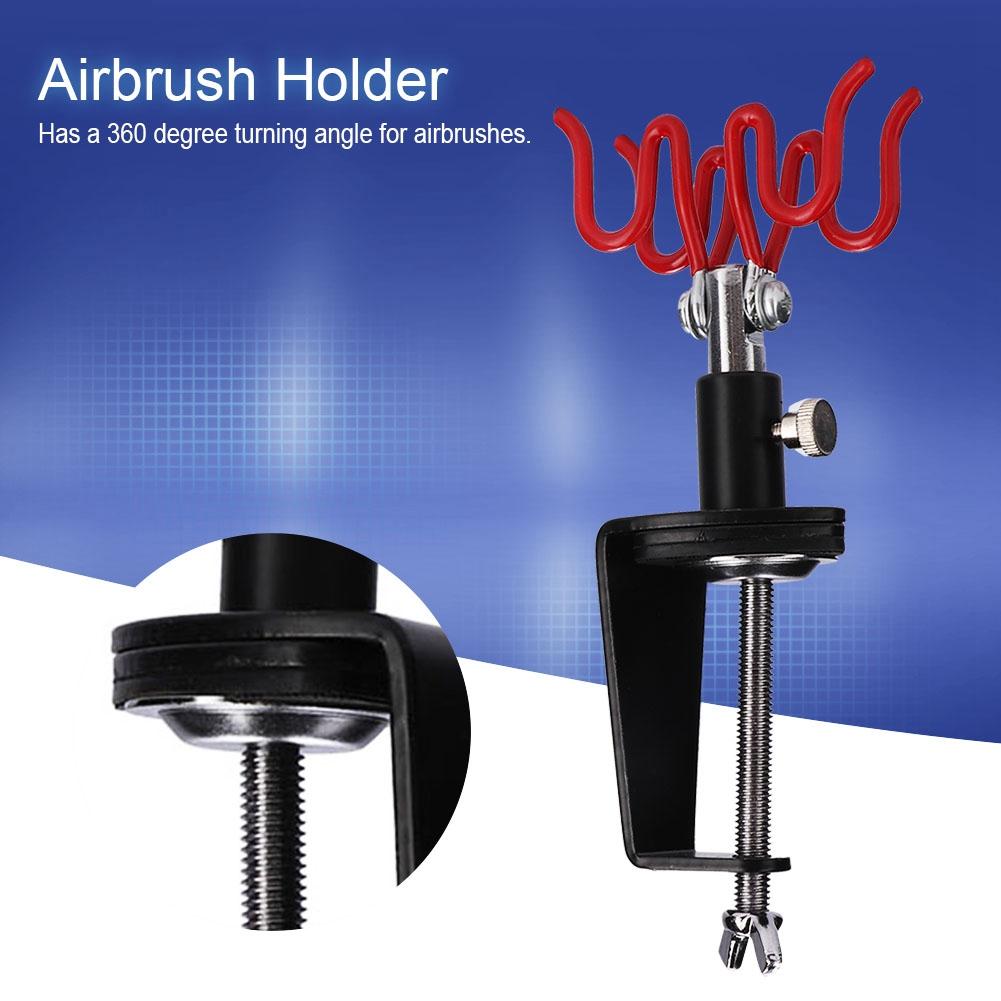 Airbrush Holder Stand Holds 2 Airbrushes Clamp on  Table Mount Paint Hobby Kit