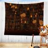 Creative Bookshelf Pattern Printing Tapestry Bedroom Living Room Background Decoration Wall Hanging Home Decoration