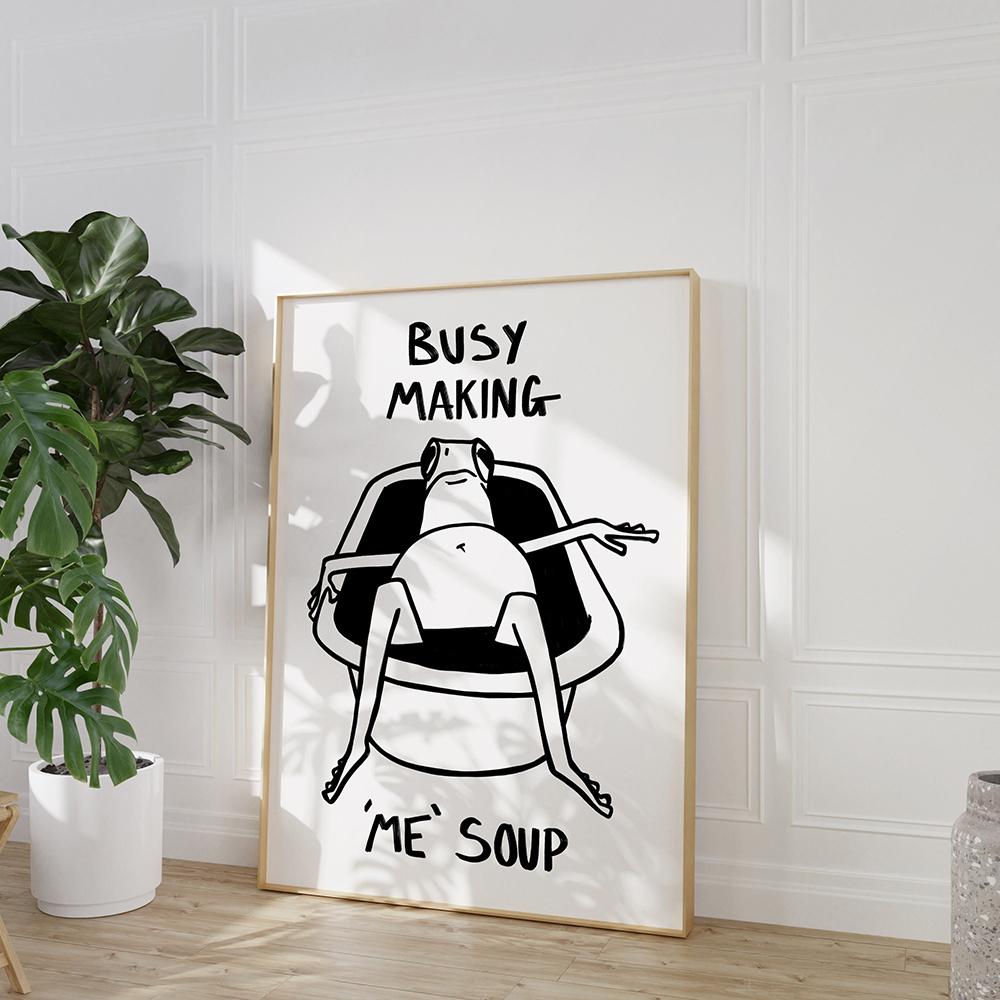 Bathroom Print Shower Bath Art Poster Illustration Retro Funny Quote Home Decor Cartoon Colourful Slogan Toilet Canvas Painting