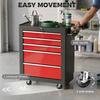 5 Drawer Tool Chest Lockable Steel Tool Storage Cabinet With Wheels And Handle Tool Box For Garage Workshop Red