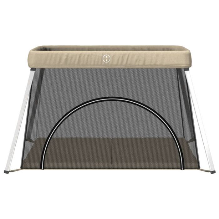 Parc pour bébé avec matelas Taupe Tissu de lin
